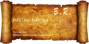 Béky Réka névjegykártya